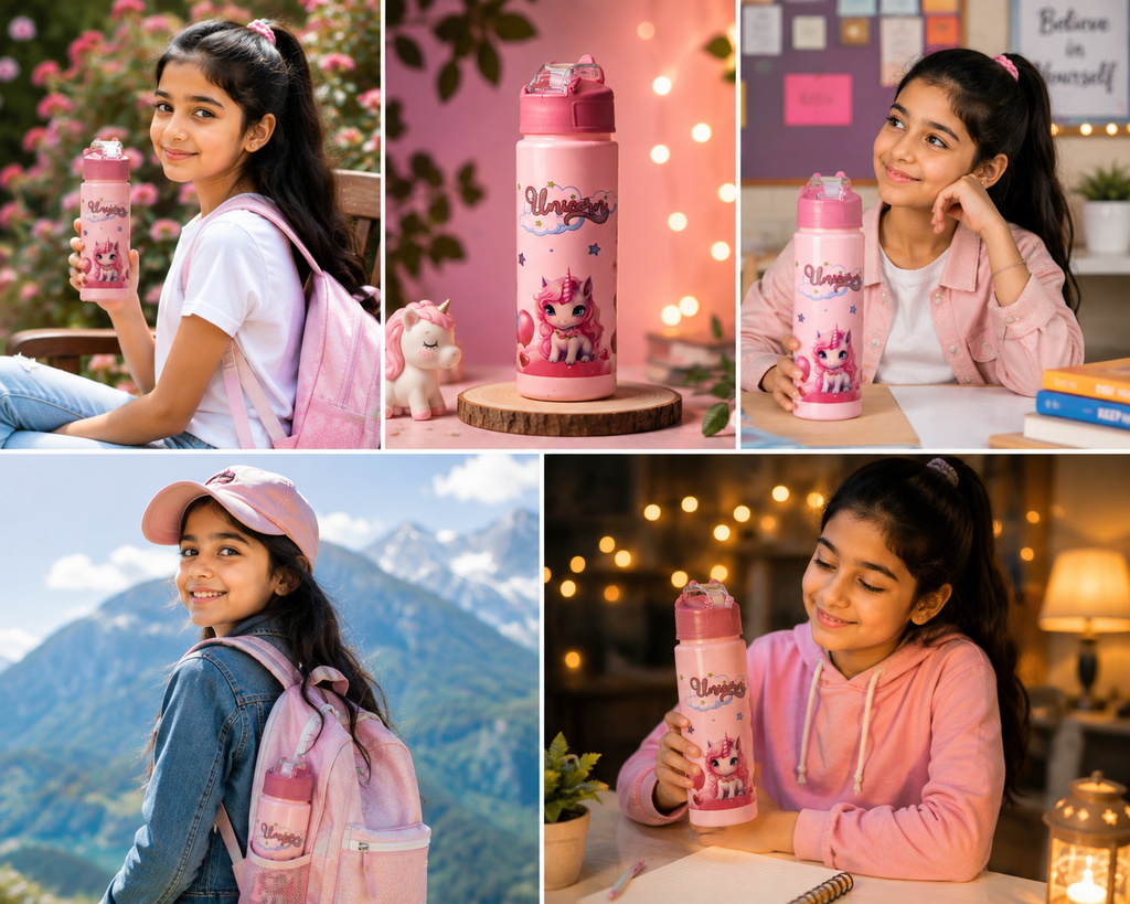Unicorn water bottle for girls